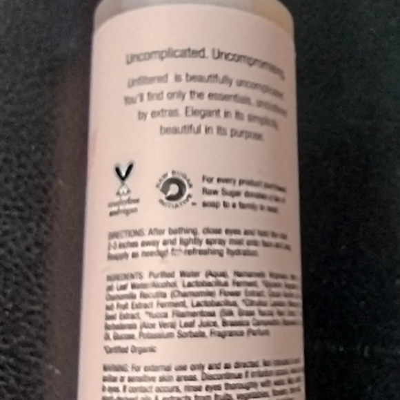 unfilteredRAWSUGARFACE BODYHYDRATINGMISTWATE - Picture 3 of 4